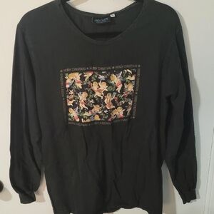 Vintage Linda Tilson Angelic Long Sleeve Christmas Tee Shirt Women's M